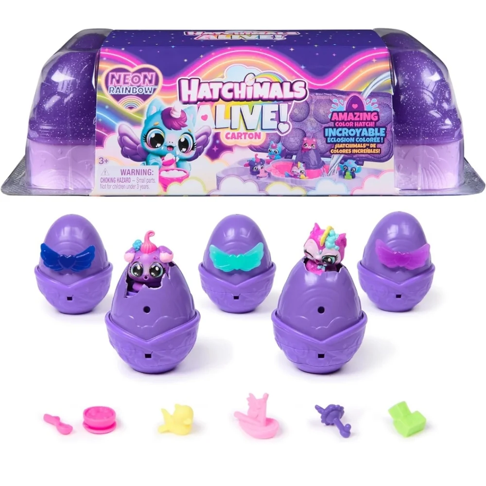 Hatchimals Alive, Neon Rainbow Egg Carton Toy